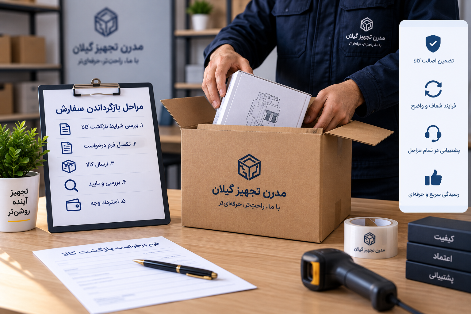 راهنمای بازگرداندن سفارش و مرجوعی کالا در مدرن تجهیز گیلان